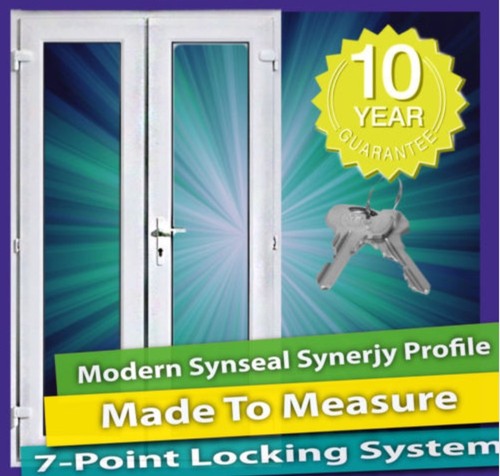 White pvc upvc french door - white,