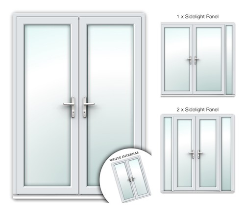 White upvc french doors - white, in