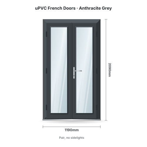 Upvc french doors grey - grey, or
